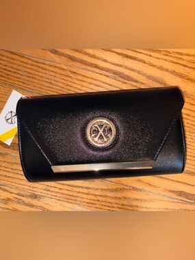 Christian Lacroix Black Clutch with Gold Emblem